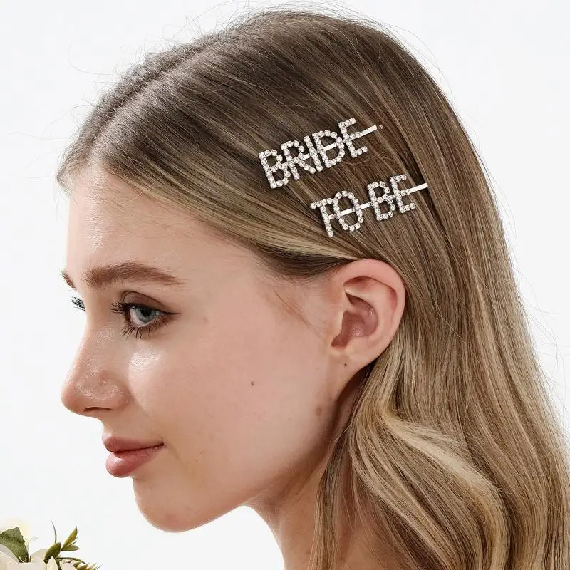 2 Stücke Silberne Strass-Haarspangen mit kleinen Schriftzügen, modische Haarstyling-Accessoires – Detail 11