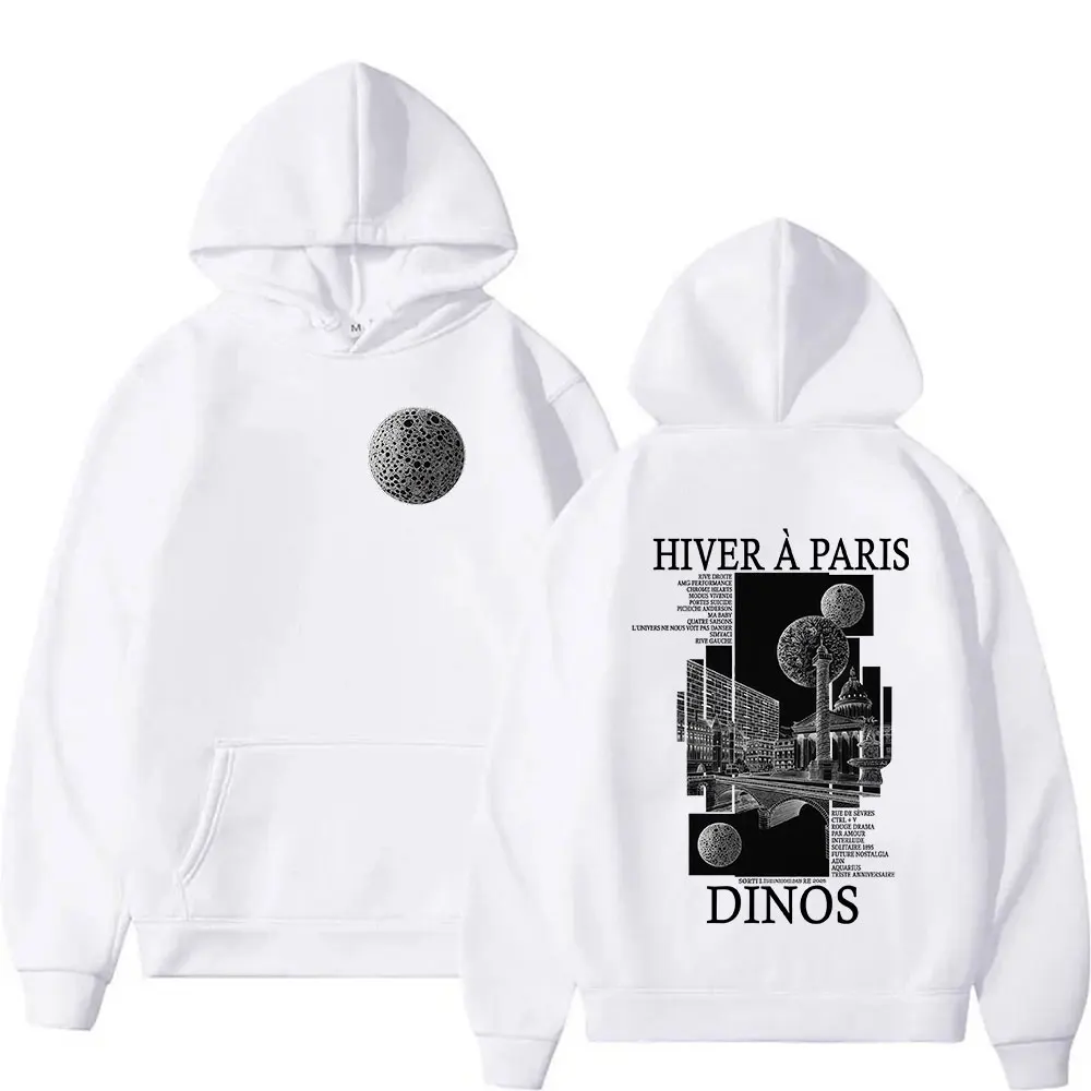 Rapper DINOS HIVER A PARIS Tour 2025 Graphic Hoodie Men's Fashion Hip Hop Oversized Sweatshirt Fleece Pullover Hooded Streetwear