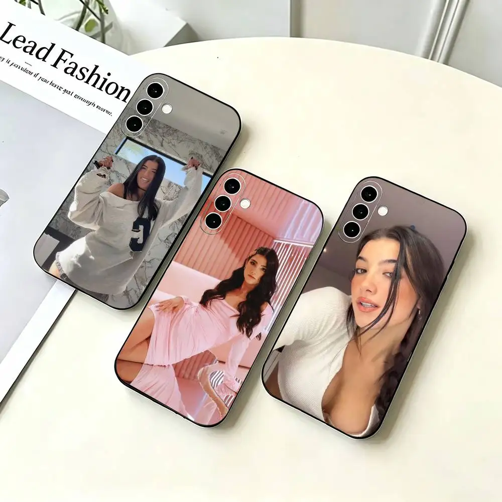influencer Charli D'Amelio Phone Case Black Silicone Soft For Samsung A73,A72,A71,A70,A53,A52,A51