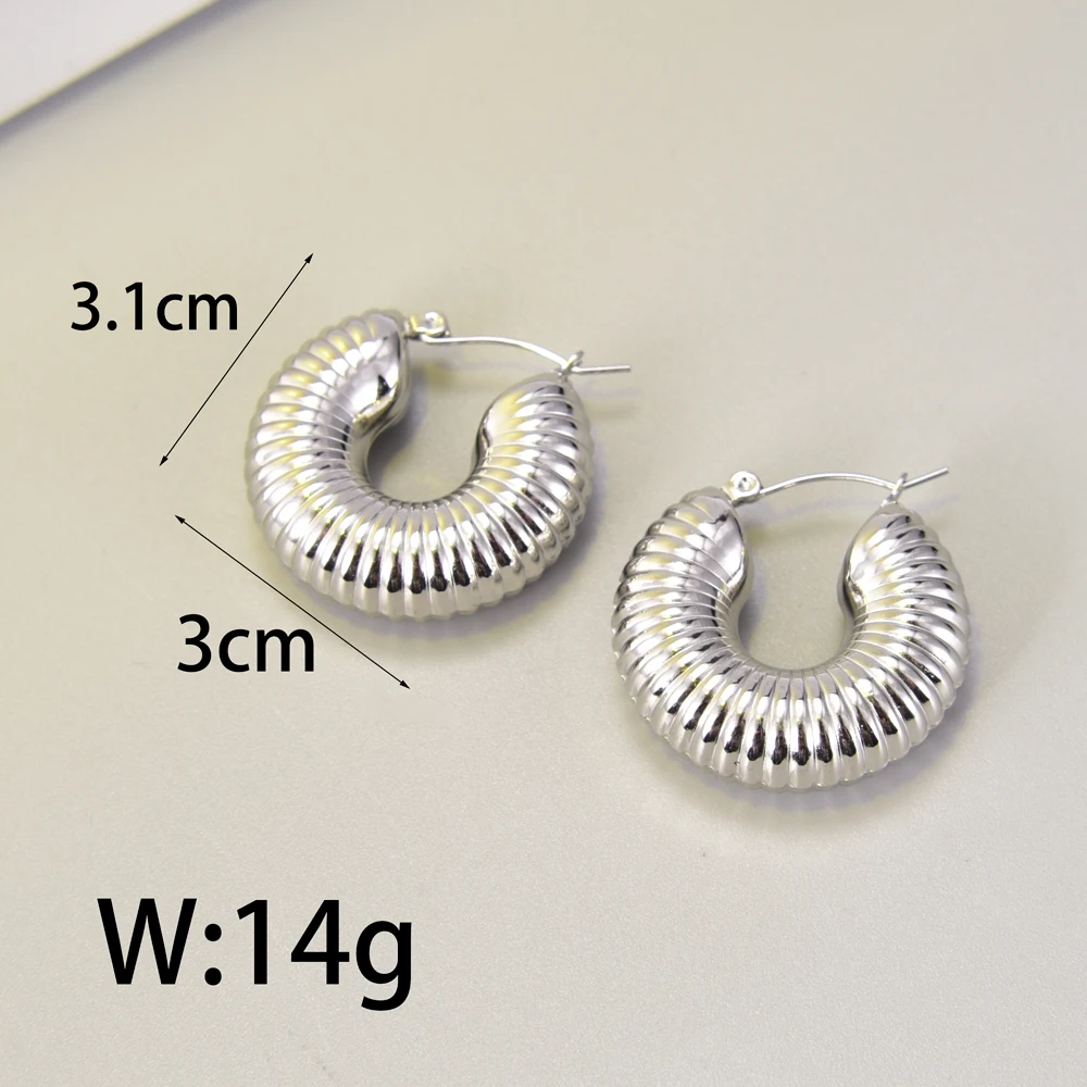 European and American cross-border fashionable stainless steel hollow earrings, light luxury French steel-colored jewelry