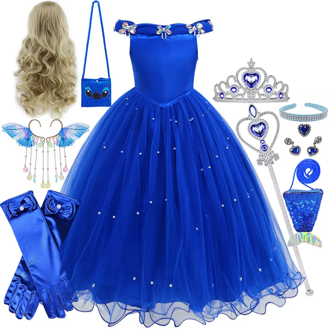 princess dress with accessories Princess Dress Up Toddler Girl Toys, Dress Up for Girls 3 4 5 6 Year Old,  Princess Toys for Toddler, Upgraded with 3 Sets, Include Jewelry, Crown,