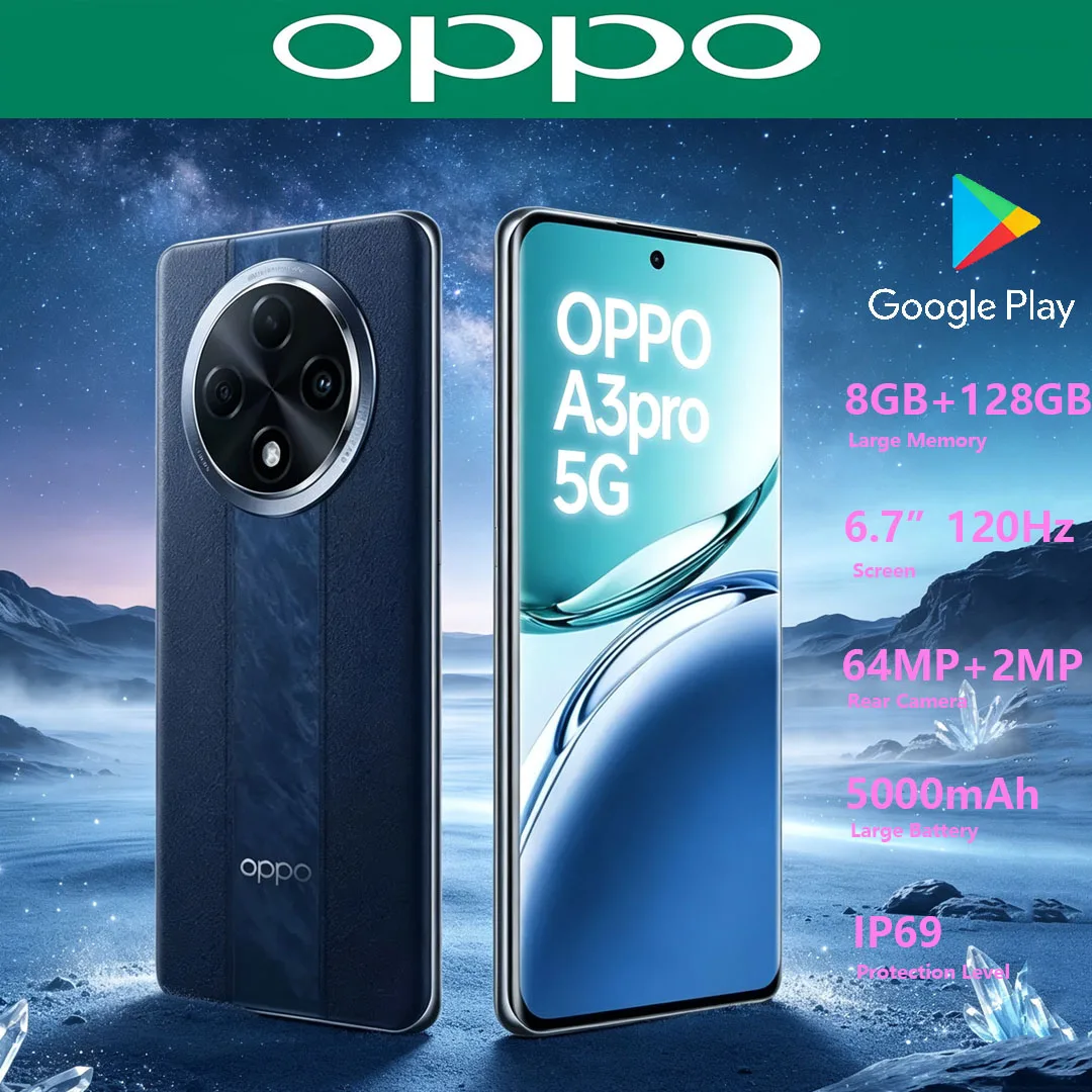 New OPPO A3pro 5G Android Mobile Phone 6.7-inch 120Hz High Refresh Rate Screen 5000mAh‌ Large Battery Dual-SIM Gaming Smartphone