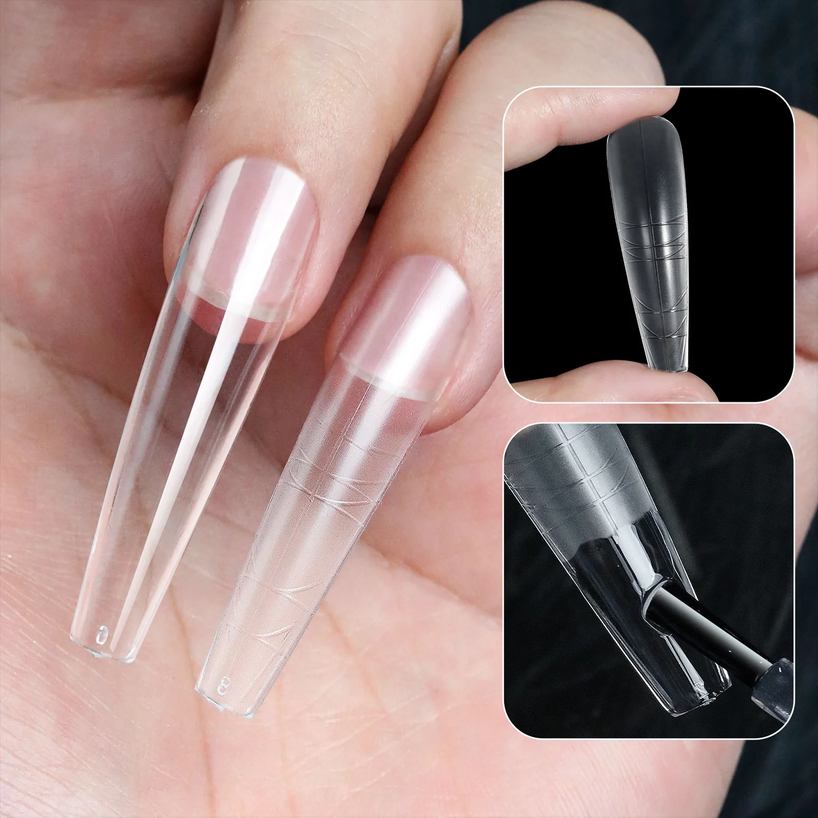 Long French Nails Mold Sticker Manicure Transparent Sculpted Extend Molds for Nail Salons and DIY Nail Art