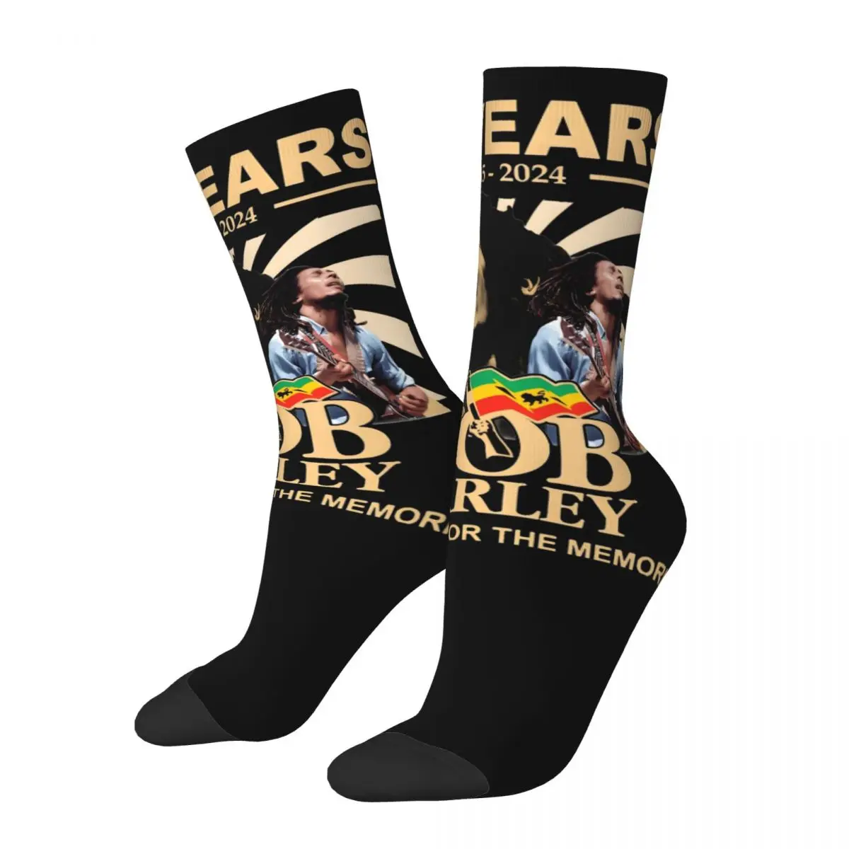 Winter Warm Retro Men's Women's Retro Bob-Marley Reggae Socks Jamaican Music Sweat Absorbing Basketball Socks