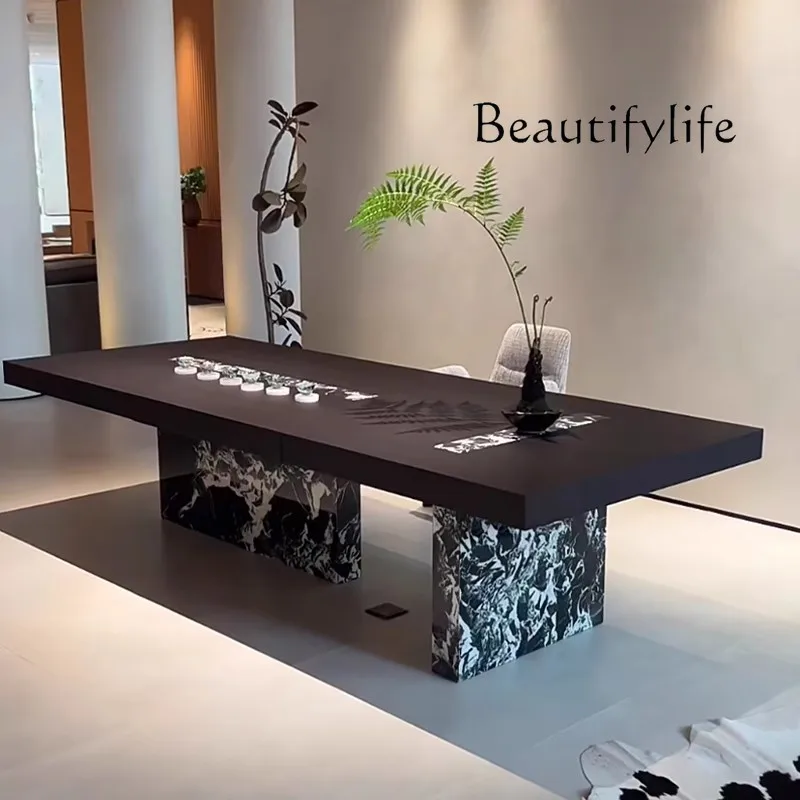 Italian Tea Table Tea Table Marble Modern Minimalist Black and White Marble  Tea Table Desk