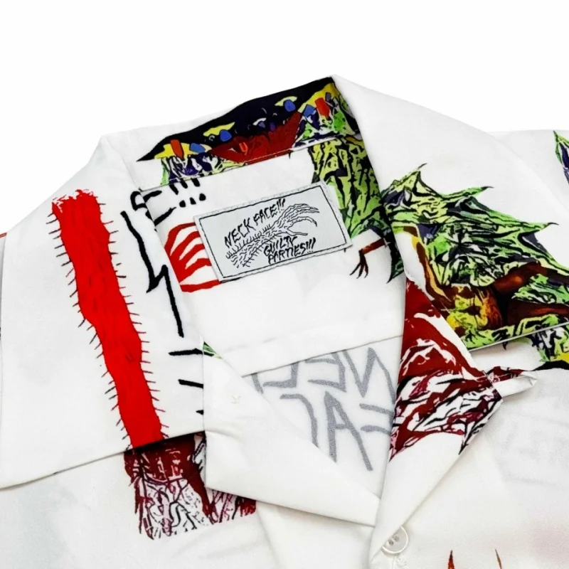 New Streetwear Hip Hop WACKO MARIA Fashion Summer Perimeter Graffiti Illustration Style Short Sleeve Shirt