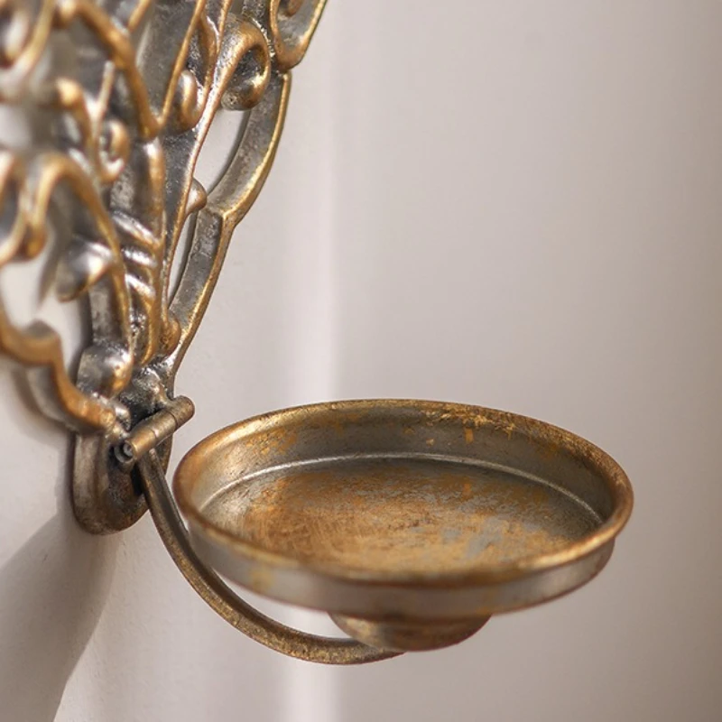 

Retro Wall Mounted Candle Stand Holder Luxury Vintage Parties Candlesticks Metal Antiques Design Candle Stand Home Decoration