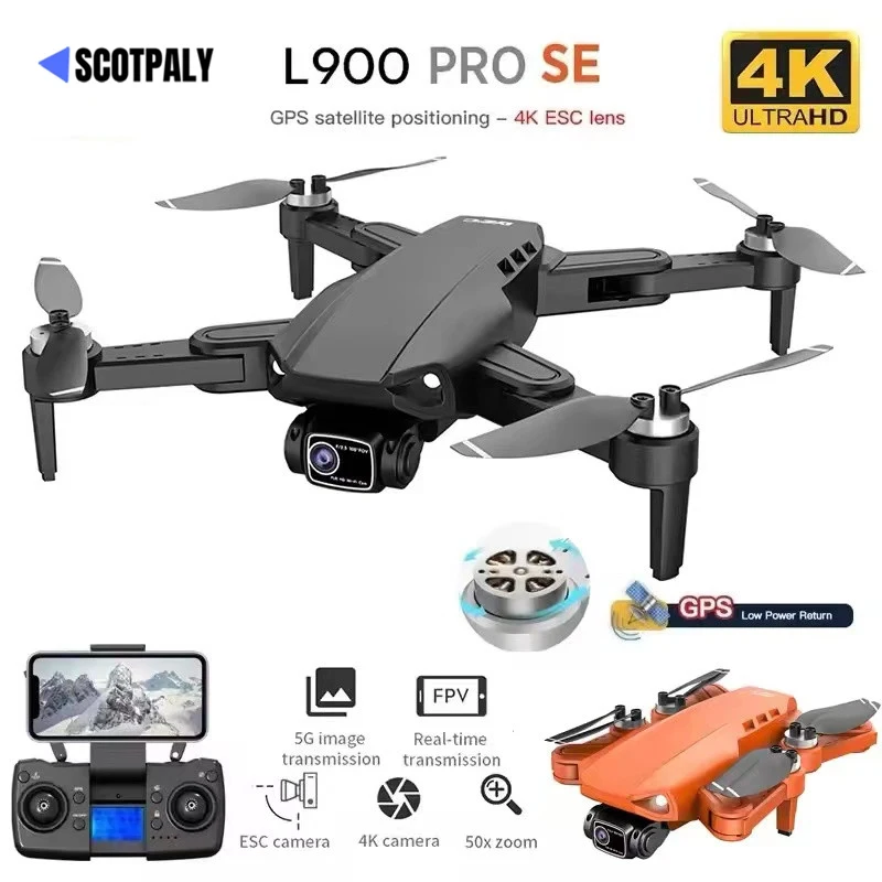 Profesional l900 pro se gps drone 4k hd 5g wifi fpv câmera quadcopter com motor sem escova rc mini dron para crianças brinquedos