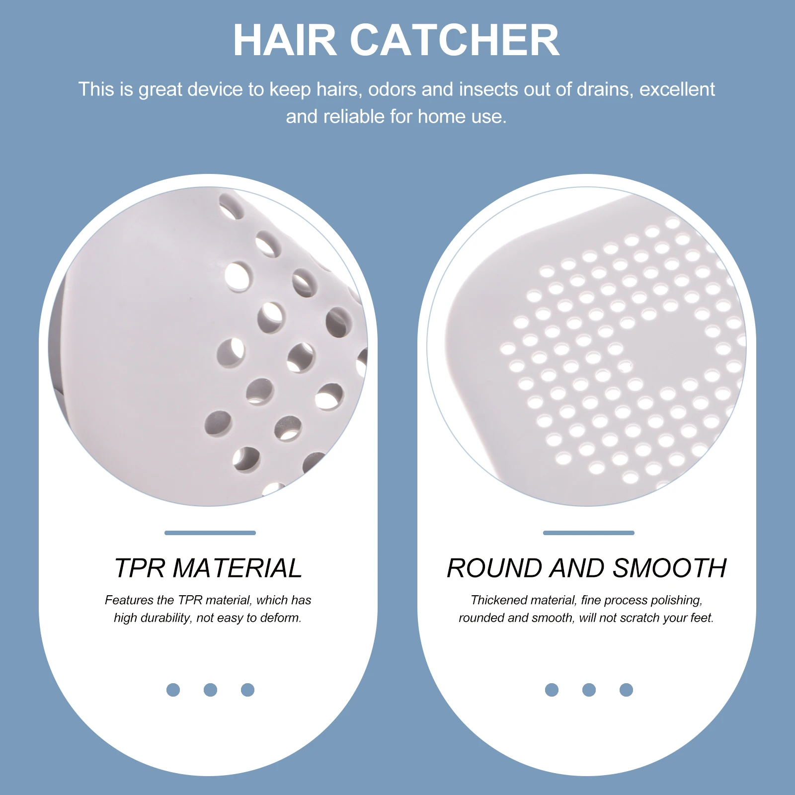 

2Pcs Rounded Smooth Hair Stopper Catcher for Bathtub Sink Kitchen Reliable Drain Protection Shower Drain Hair Catcher
