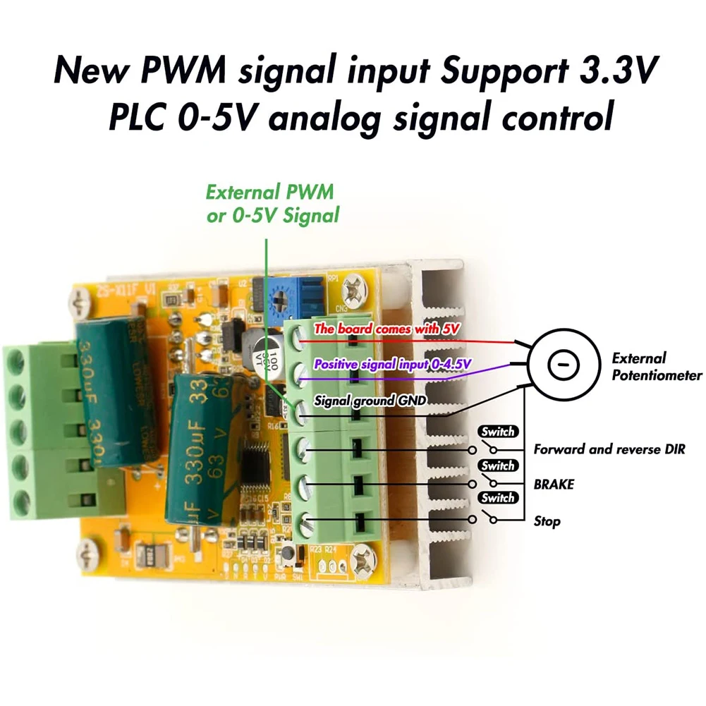 Brushless DC Motor Driver Controller 380W 6-50V 3 Phase Hall-Less for BLDC Applications with Over-Temp Protection