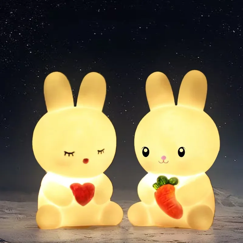 귀여운 LED 야간 조명 곰 유니콘 공룡 토끼 만화 동물 침대 옆 램프 어린이 침실 노란색 파란색 핑크 흰색 빛 빠른 납품 4-6 일 도착