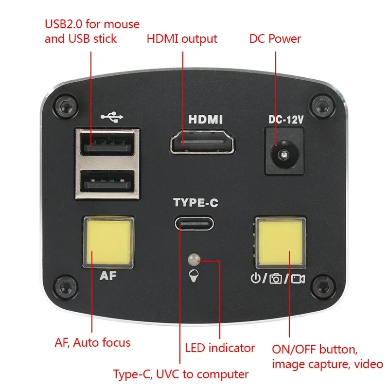 1080P Autofocus Measure HDMI Type-C Microscope Camera U Disk Save C Mount Industrial PCB Inspection Phone Repair Video Recorder