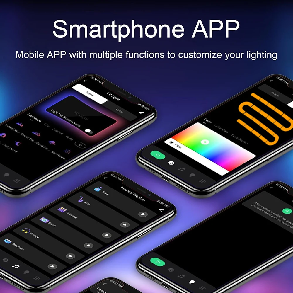 LED TV Led الخلفية RGBIC USB قطاع الضوء مع AR اللون Gamut الاستشعار App التحكم في مزامنة الموسيقى ل 65 "تلفزيونات شاشة الكمبيوتر الألعاب