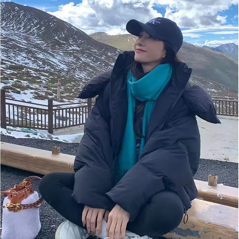 

Зимний желтый пуховик, женское пальто, черное пальто с капюшоном, модная американская уличная одежда в стиле Y2K, женская короткая верхняя одежда с утиным пухом и перьями