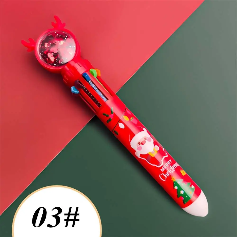 Elk School Office Stationery Press Santa Claus Rollerball Pen Christmas Ballpoint Pens Colorful Refill 10 Colors Ballpoint Pen
