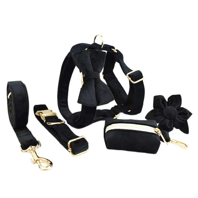 

Leash and Luxury Velvet Pet Dog Harness Set