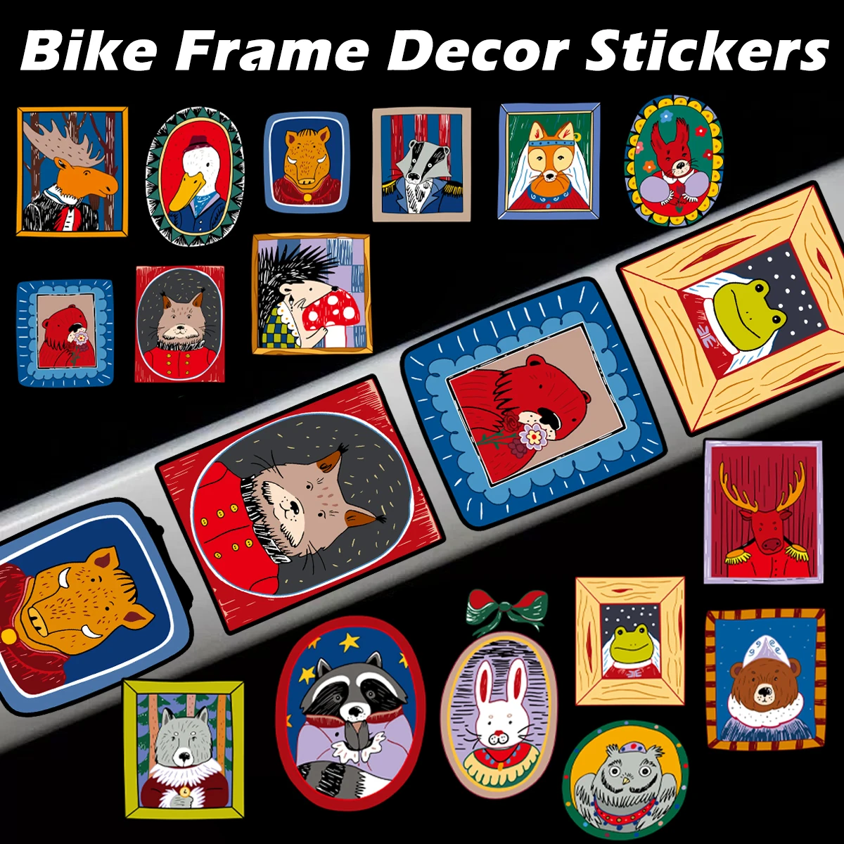 Tier Retro Malerei Reflektierende Fahrrad E-Bike Aufkleber Set Fahrrad Rahmen Körper Straße MTB Fahrräder Motorrad Vinyl Aufkleber Zubehör