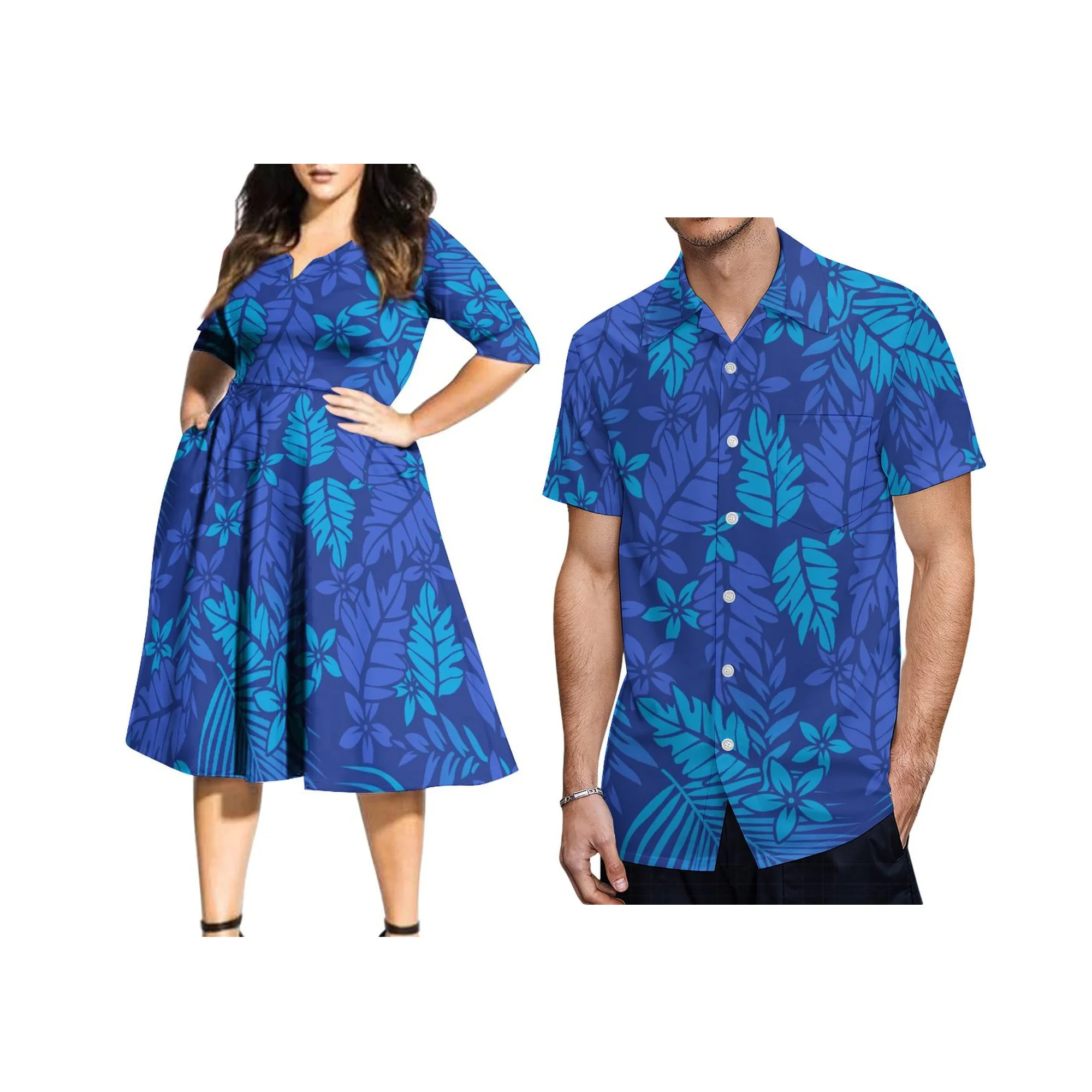 

Custom New Style Polynesian Tribal V Neck Half Sleeve Long Dress Women Elegant Big Size Casual Dress