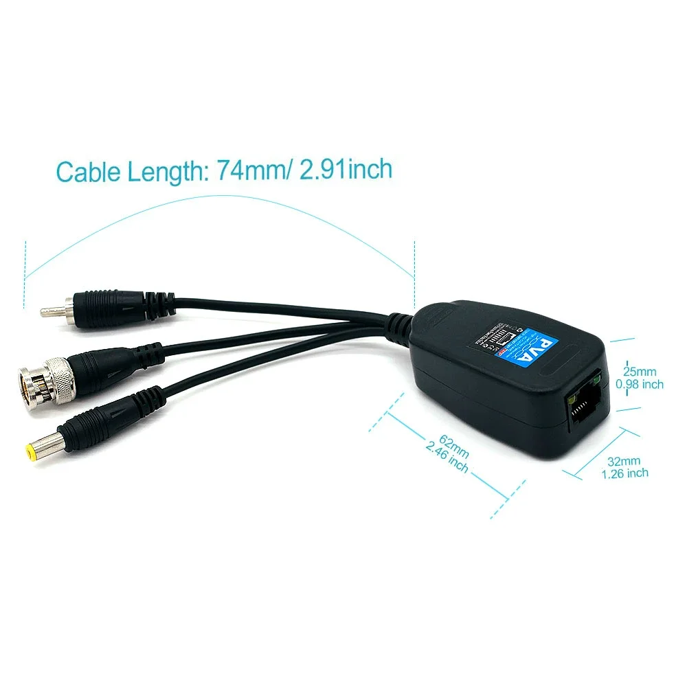 8MP HD BNC Video Power Balun Audio to RJ45 Connector HD-CVI/TVI/AHD Transceiver for CCTV Security Surveillance Camera System