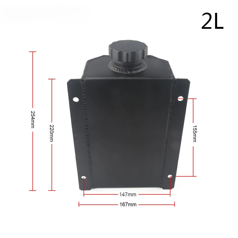 Universal 2L 1L Coolant Radiator Overflow Tank Reservoir Expansion Aluminum Silver Black