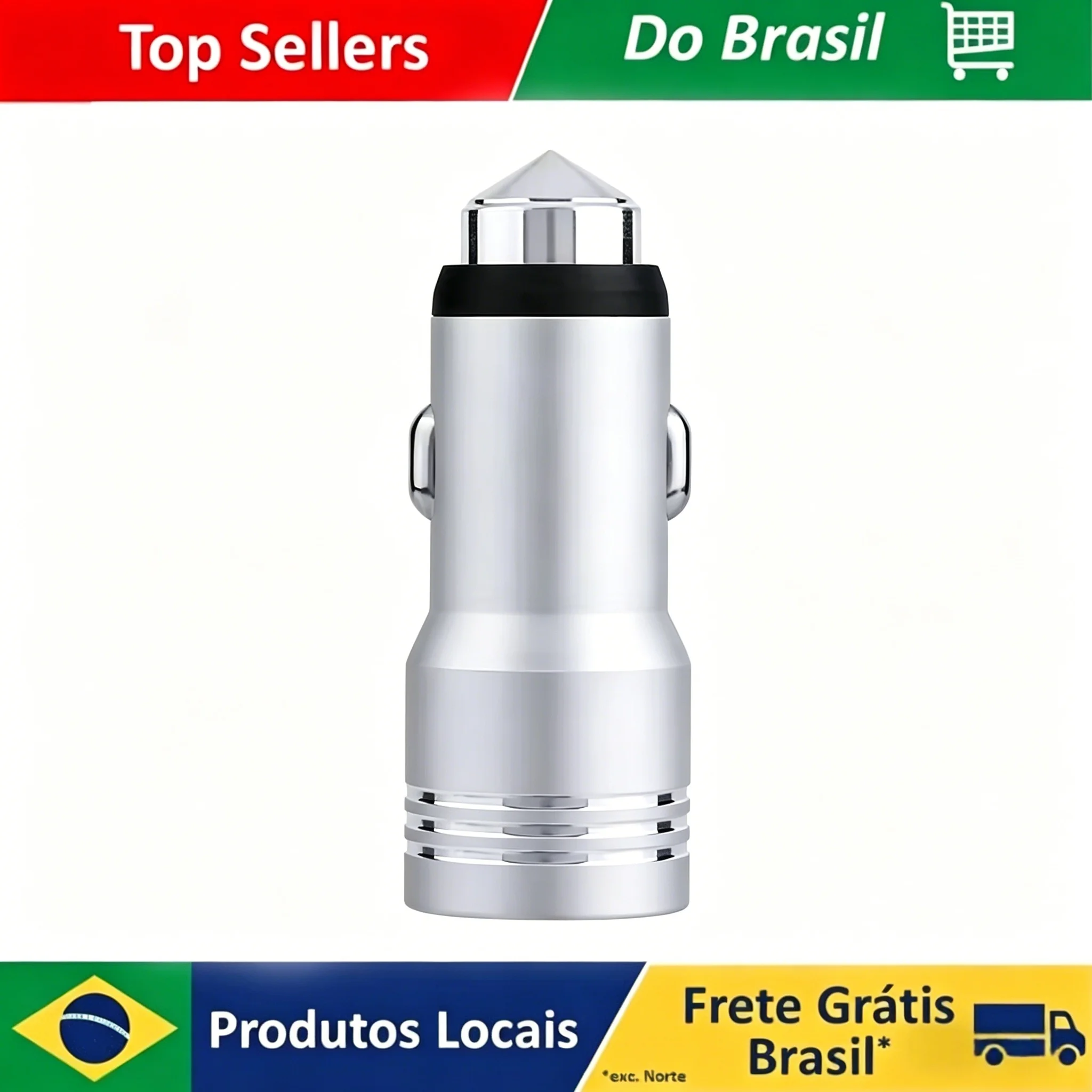Carregador de Carro Dual USB Brasil 12V-24V Adaptador Universal de Carregamento Rápido