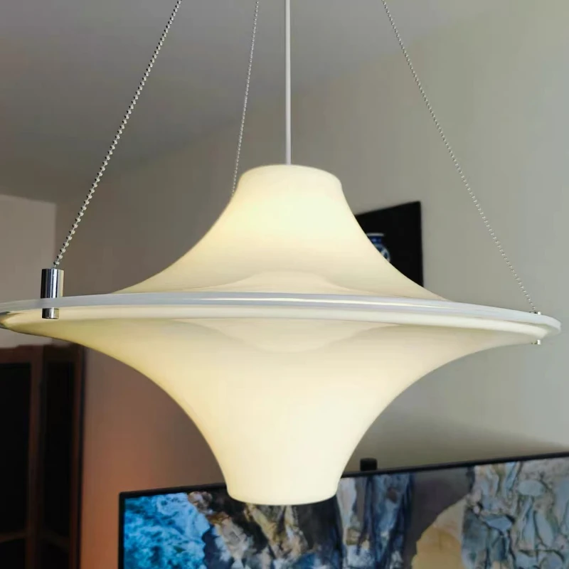 Minimalist Milky White Saucer Pendant Light for Dining Room Living Room Bedroom Island and Bauhaus Home Design Decorative Lamp