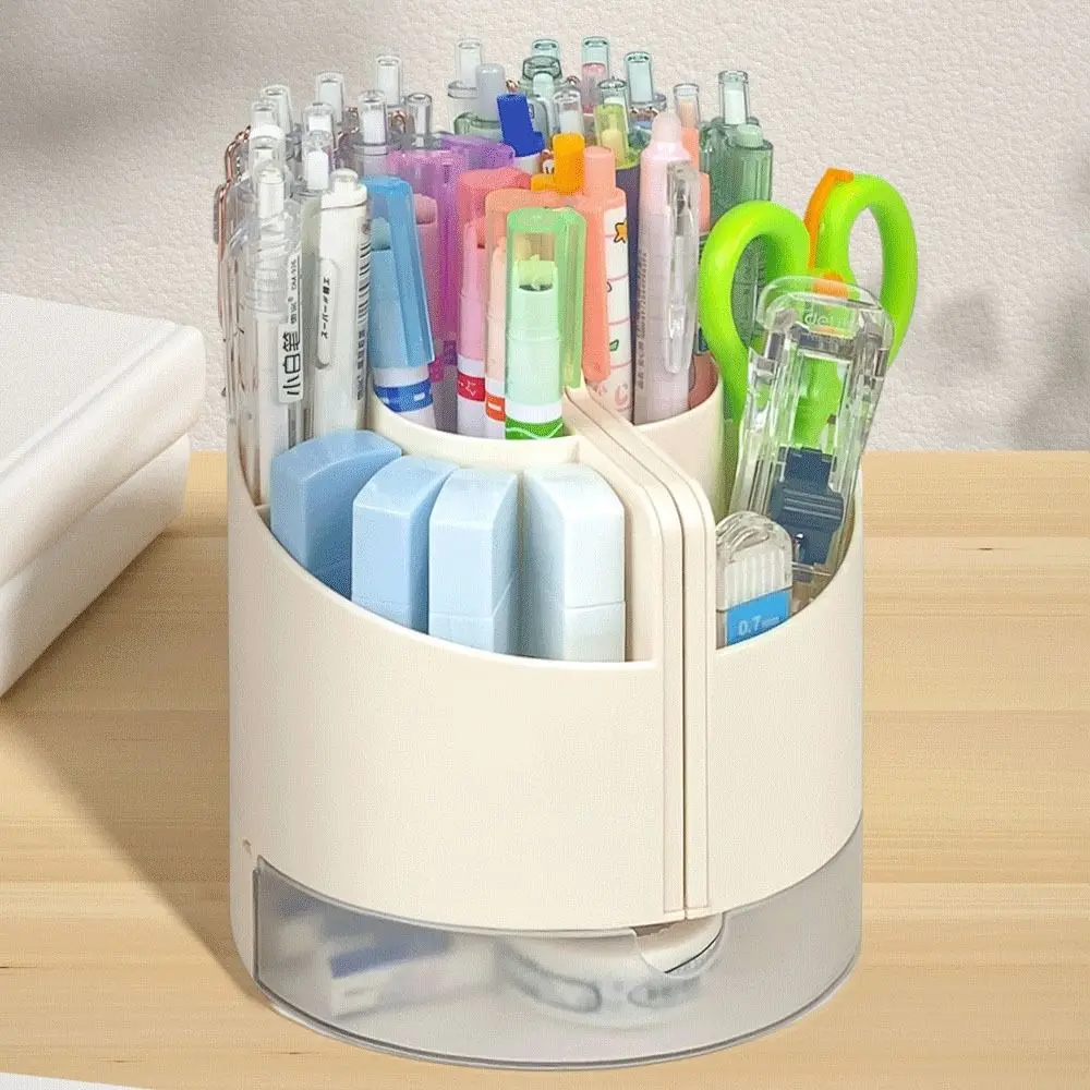 6 Compartments 4-in-1 Pen Holder Compact Multi-functional Pencil Storage Box Stylish Tabletop Storage Stationery Organizer