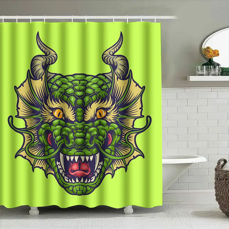 

Занавеска для душа Tuniu с китайским драконом, крутой дизайн с красным драконом для декора ванной комнаты, уникальная настенная художественная палатка для душа