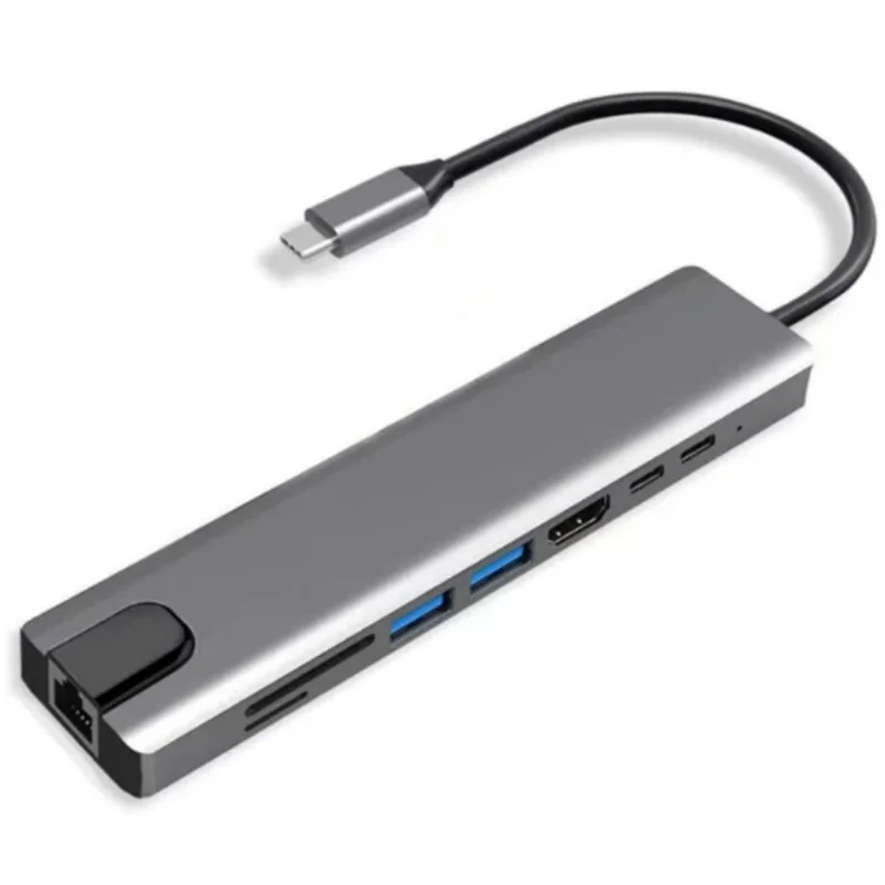 8-in-1 Type-C Expansion Dock with Network Port 4K High Definition HDMI Screen Expansion SD/TF Card Reader Multi-functional HUB