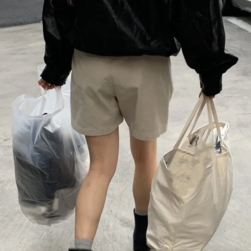 

Корейская рабочая одежда цвета хаки, женские летние новые повседневные свободные широкие брюки с высокой талией, модные брюки пяти четвертей