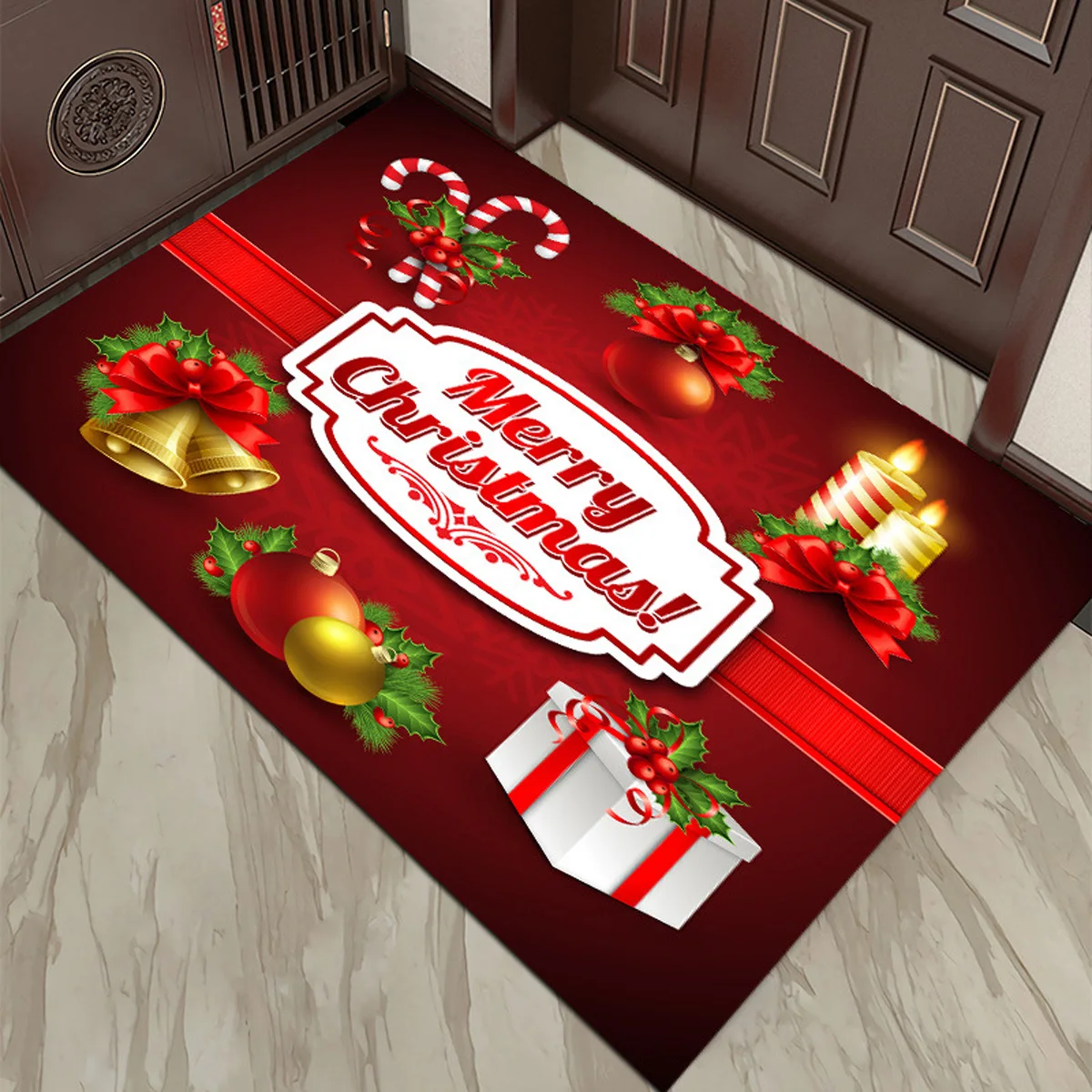 

Christmas Doormat Entrance Non Slip Foot Mat Soft Blanket New Year's Gif Welcome Door Rug Gnome 2025 Xmas Decoration