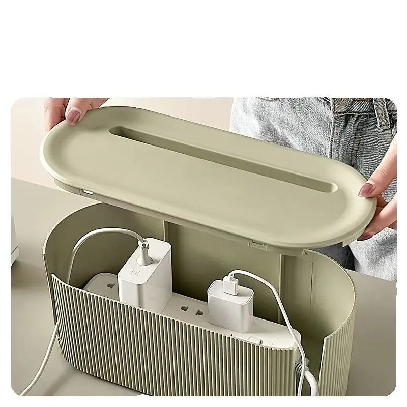 Multifunctional Cable Management Box Power Strip Organizer with Cable Slot Cord Storage Box for Home Office Data Cable Holder