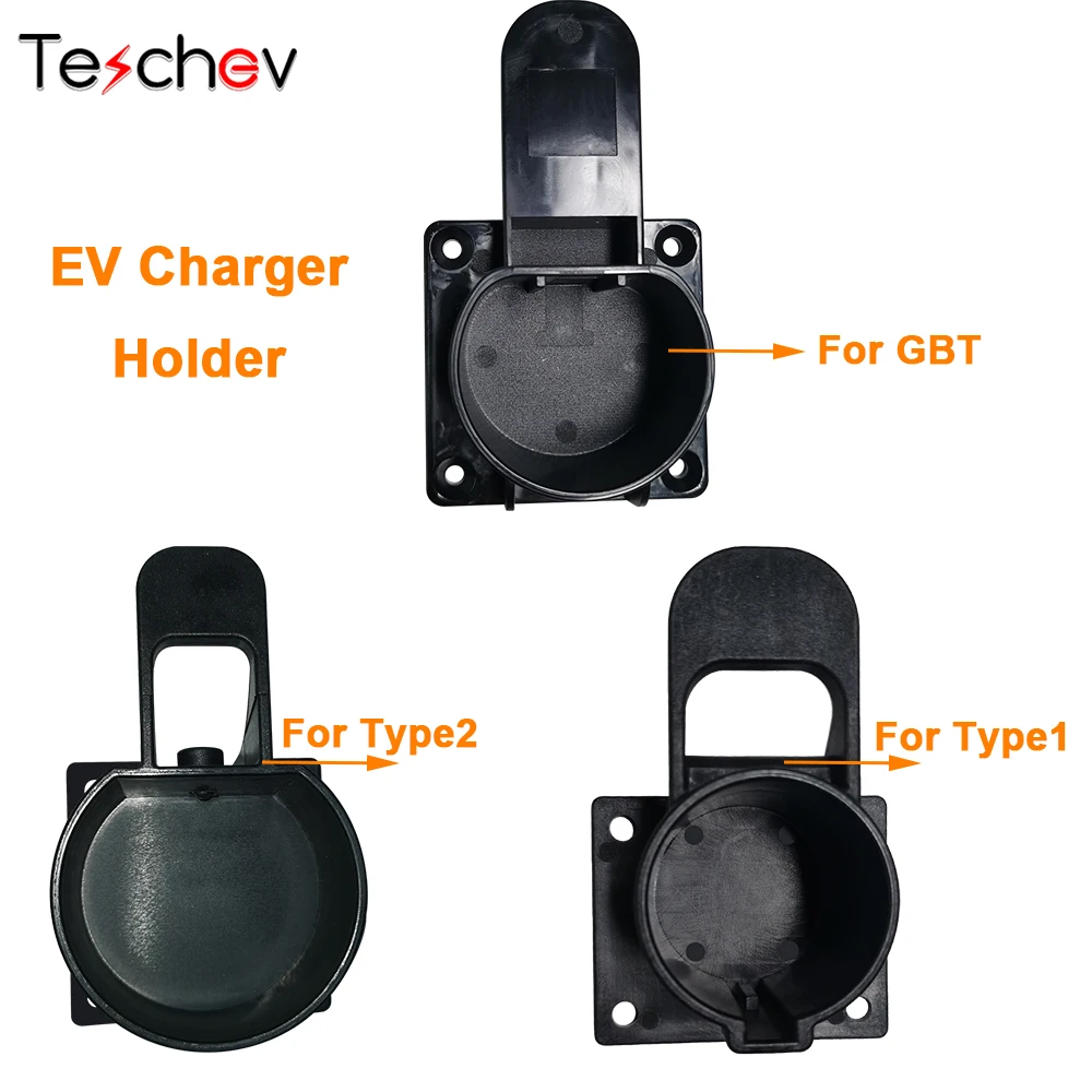 Teschev EV Charger Holder For Type 2/Type 1 J1772 /GBT Connector Socket Plug Wall Mount Electric Car Charging Cable Holder