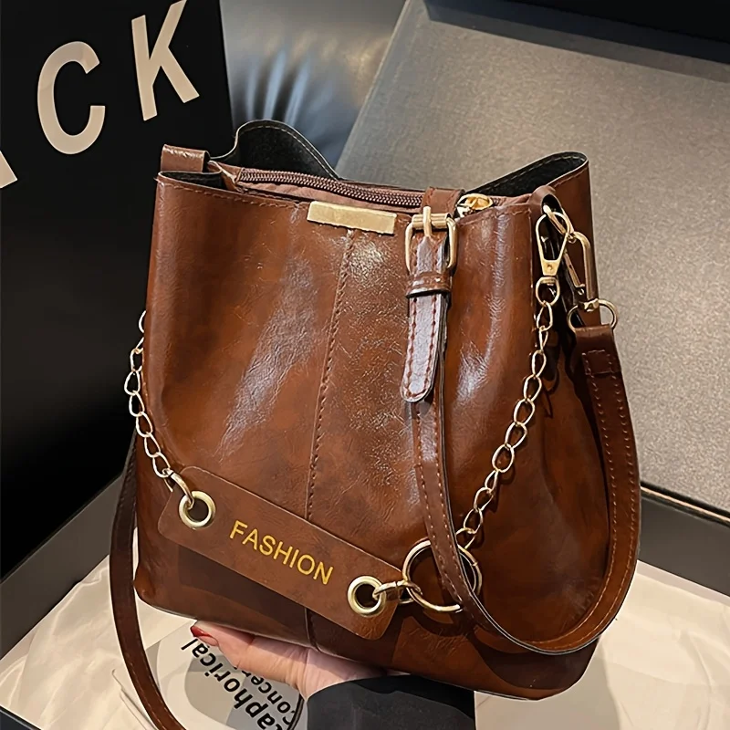 

Модные кожаные женские сумки на плечо в стиле ретро, сумка через плечо большой вместимости, подходит для поездок на работу и банкетов