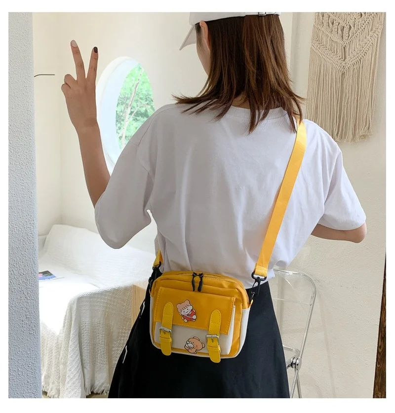 Crossbody Female 2023 New Cute Girl Canvas Student Korean Version One-shoulder Small Square Bag Multifunctional All-match Cross