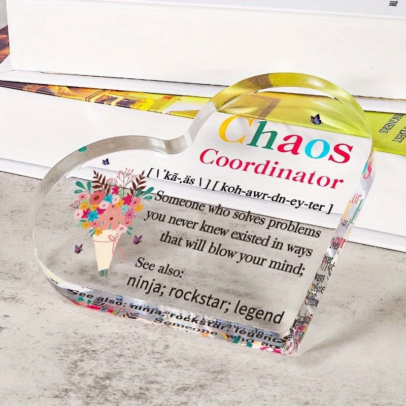 Heart Acrylic Desk Sign. Appreciation gift for women, teachers, coworkers & bosses.