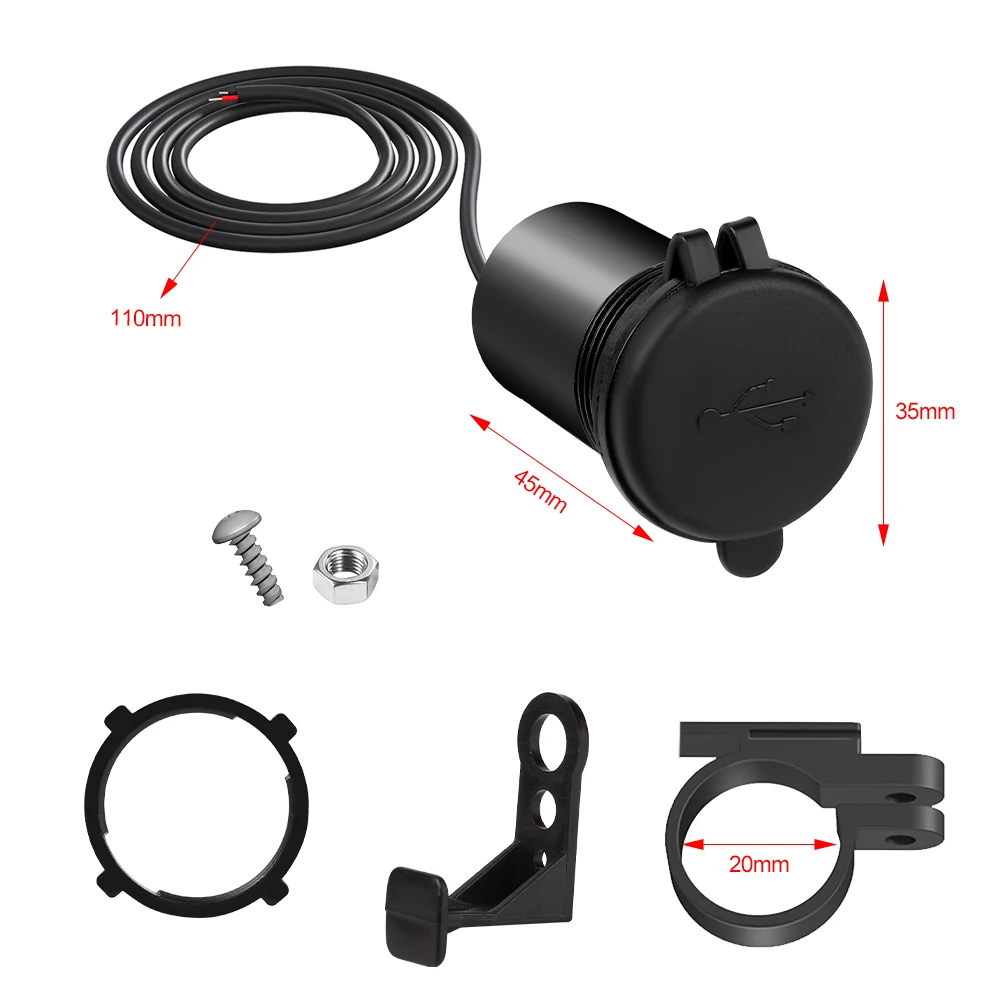 Motorcycle Vehicle-Mounted Charger Waterproof USB Adapter 12V Phone USB Port Phone Charge With Switch Moto Accessory