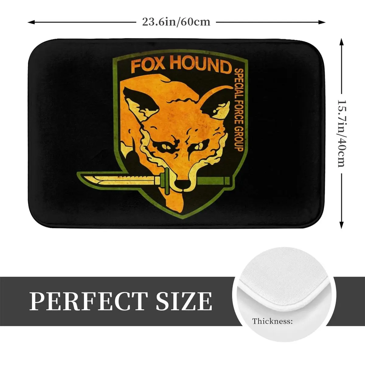 Metal Gear Solid  Fox Hound Rust Logo Anti-slip Doormat Floor Mat Carpet Rug for Kitchen Entrance Home Balcony Footpad Mats