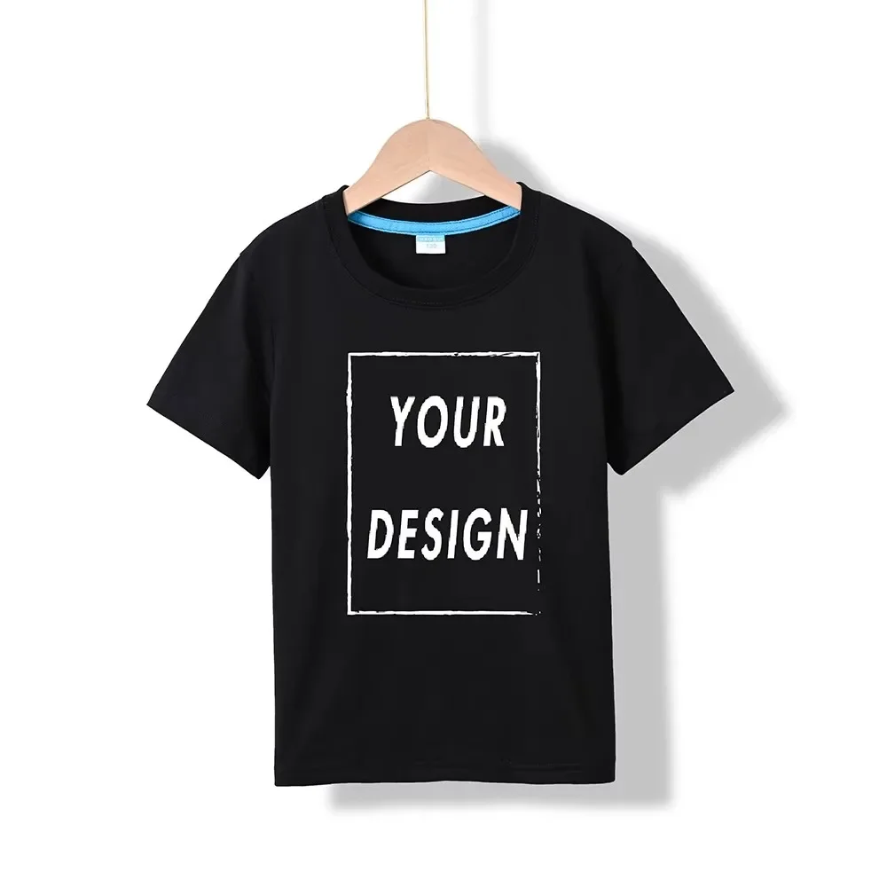 Children's Customized 100% Pure Cotton T-shirt, Personalized Pictures, Text, Anime Free Design, Anytime, Anywhere to Customize S