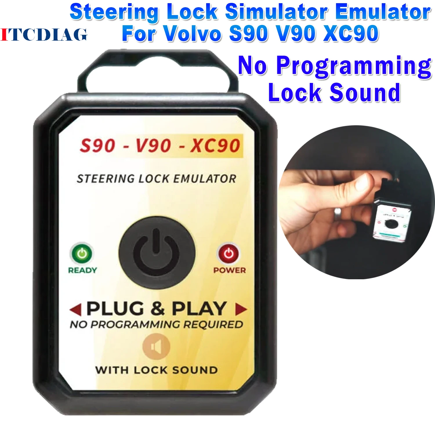 For V-olvo S90 V90 XC90 Steering Lock Emulator Simulator With Lock Sound NEW Steering Lock Emulator Simulator For Volvo