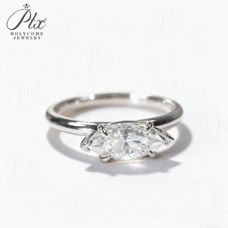 

Кольцо с 6 зубцами из 18-каратного золота с муассанитом и бриллиантом D Цвет VVS1 Clarity Marquise Shape 10K 14K S925 для женщин, подарок на день рождения, высокое качество