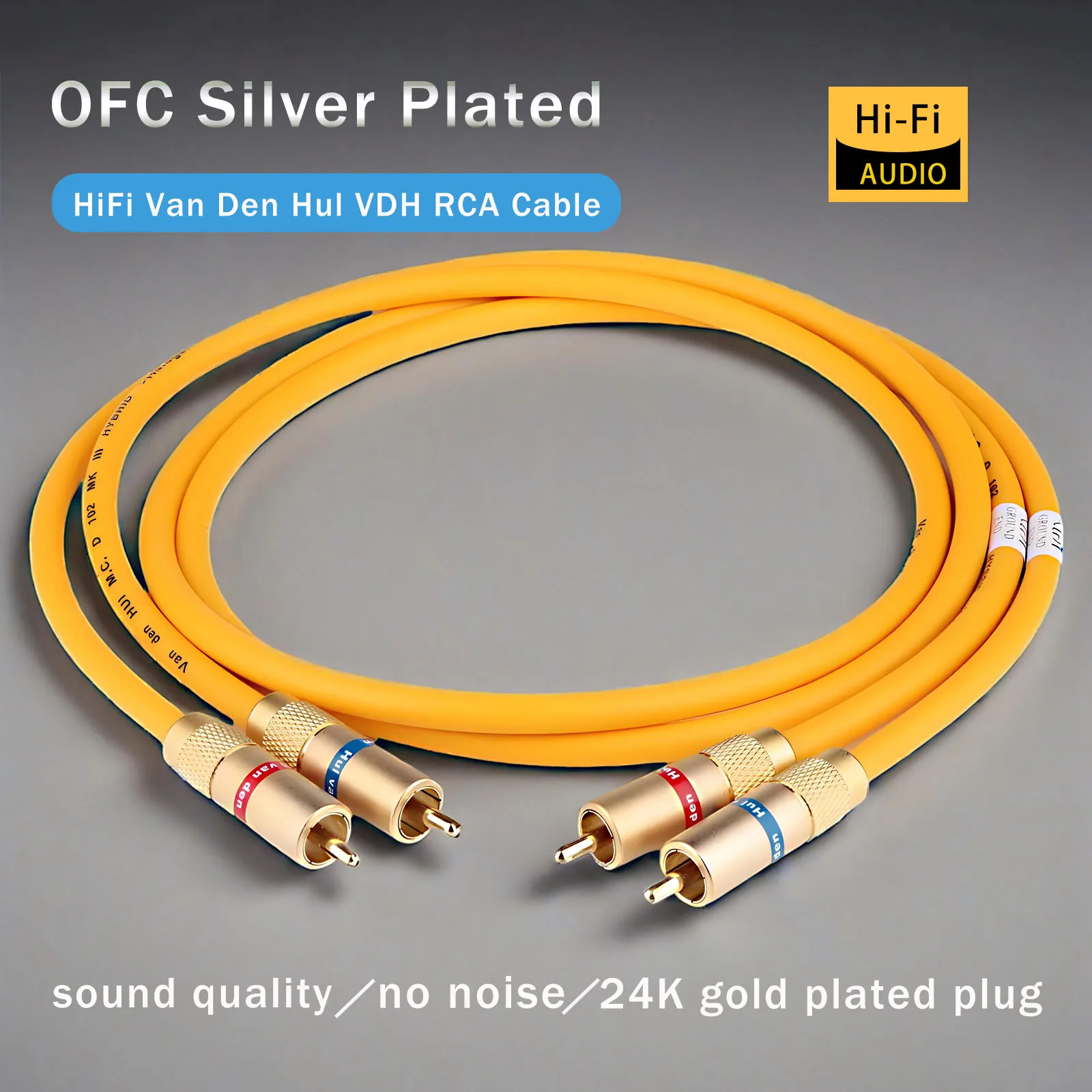 

Van Den Hul VDH RCA Cable OFC Silver Plated RCA Audio Cable Shielded with 24K Gold Plated Connector Plug Interconnect RCA Wires