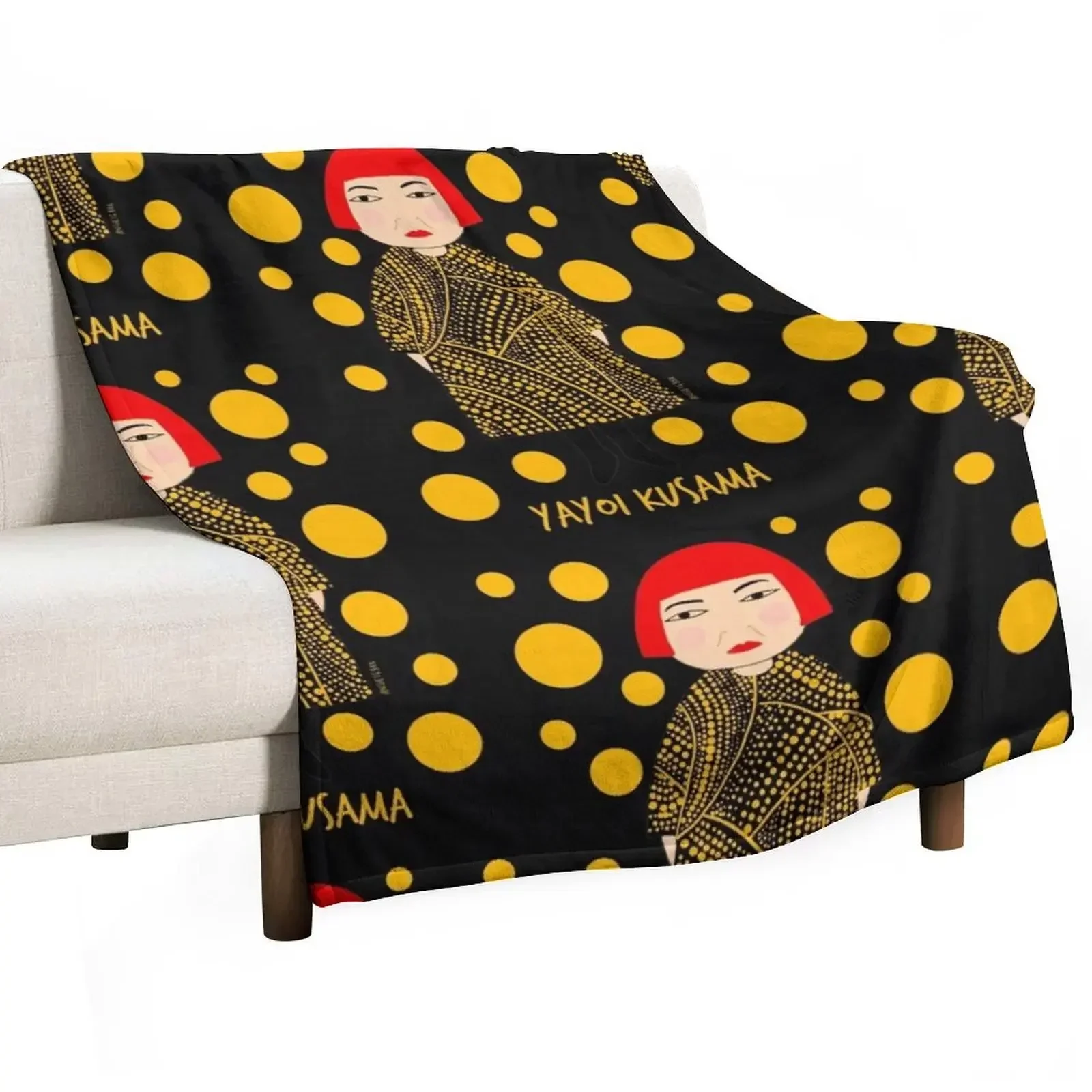 Yellow dots Yayoi Kusama inspired Throw Blanket for winter For Baby Blankets