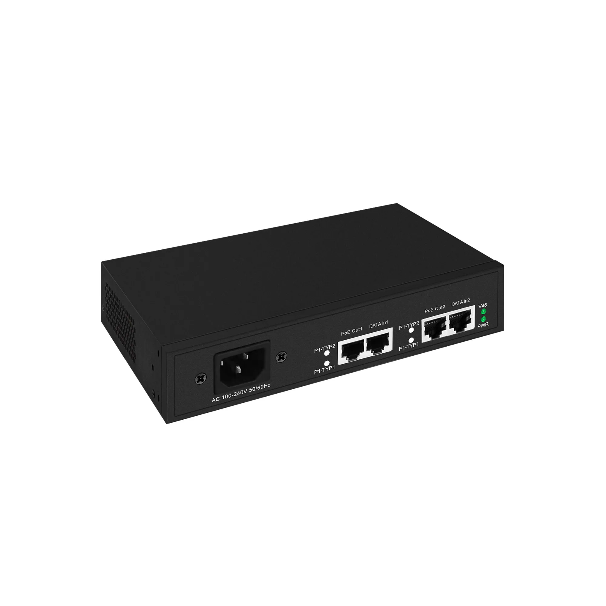 180W 2.5G POE injector ,4 ports gigabit dual output POE switch，high power POE 802.3at/af/bt/poe+/poe++,Iron case
