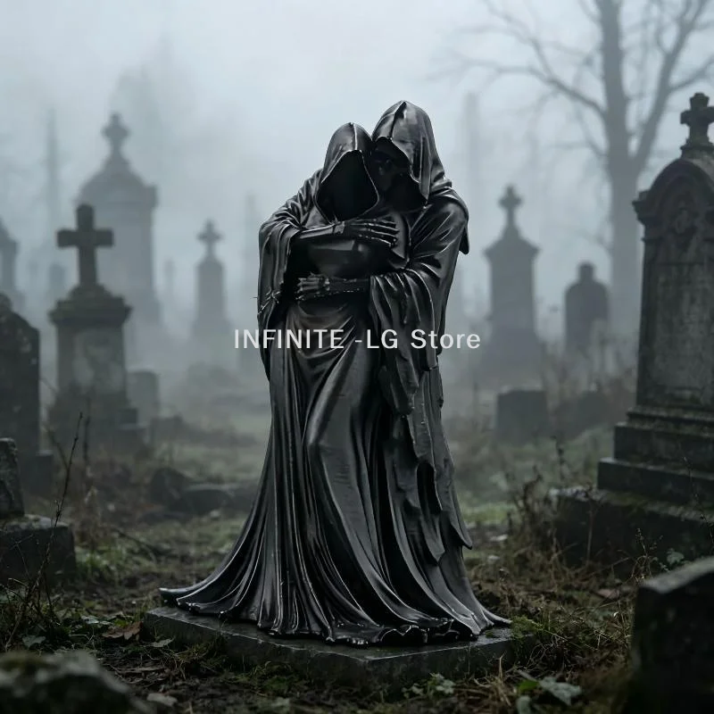 3D Printed Grim Reaper Hugging Couple Statue Exquisite Detail Gothic Design Perfect Halloween Desktop DecorINFINITE -LG
