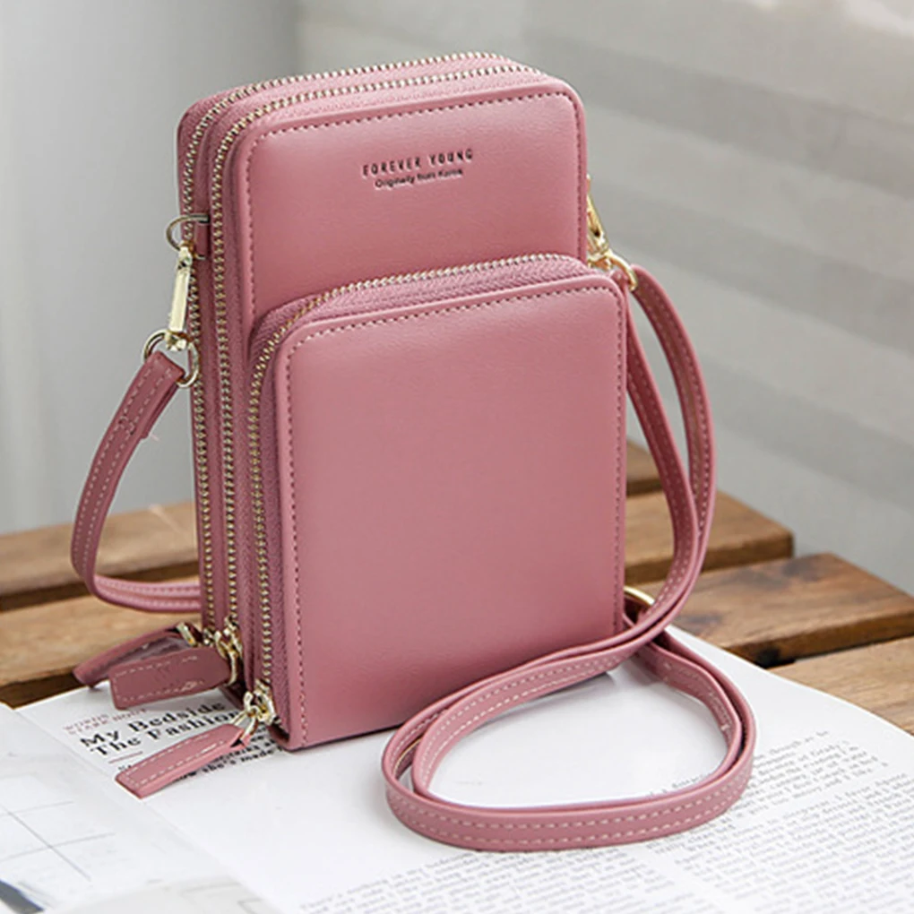 Mini bolsa crossbody para celular feminina, ombro único, bolsa macia, posição multi-cartão, bolsa de cartão, chaveiro caso bolsas, moda