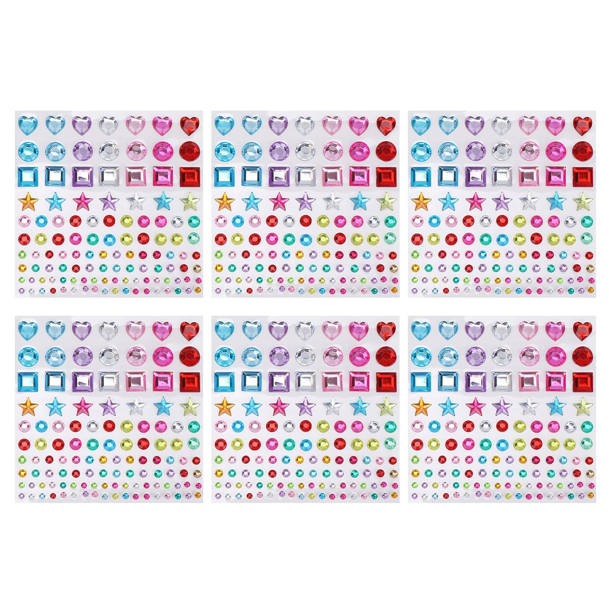 6 Sheets Rhinestone Stickers for Crafts Acrylic Crystal Gems Creative Photo Album Jewel