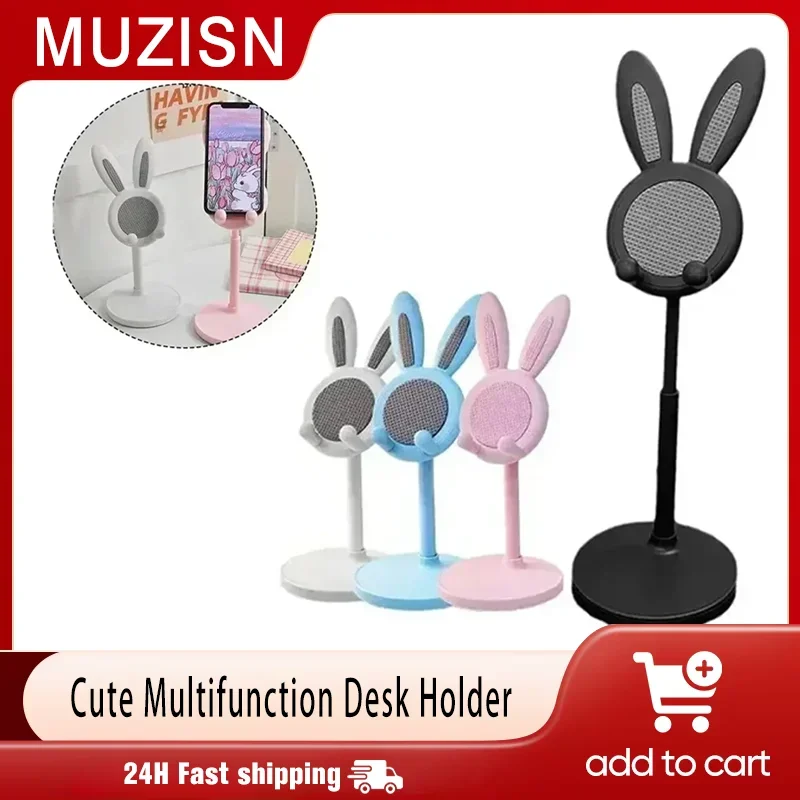 

Настольная подставка для телефона с милыми заячьими ушками — регулируемый и устойчивый держатель для мобильного телефона для хранения смартфонов на столе для дома/офиса