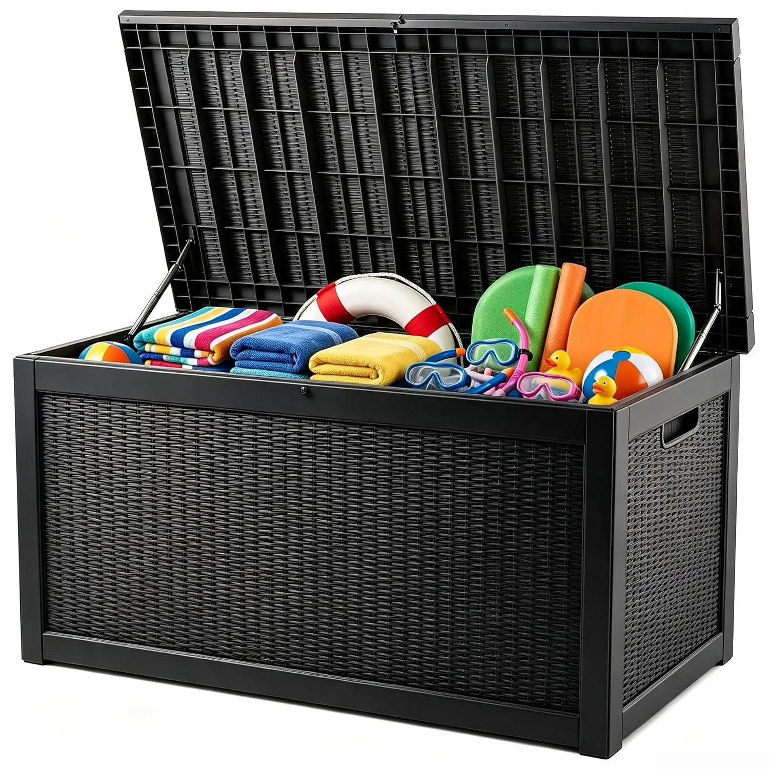 318 Gallon Large Resin Outdoor Storage Box, Waterproof Deck Box, Lockable Deck Container with Reinforced Support, Outdoor Chest