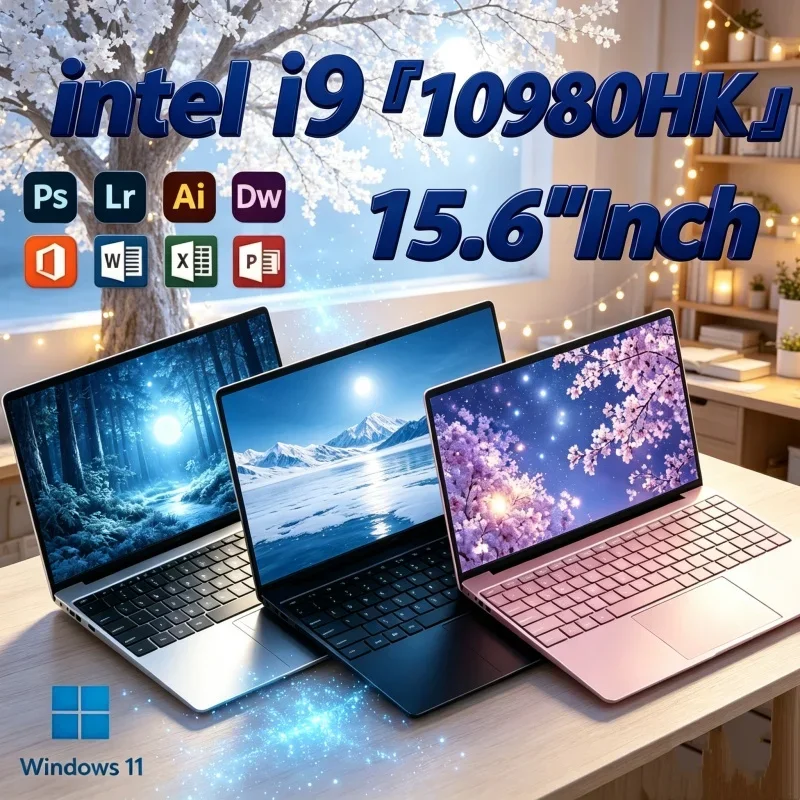 15.6 Inch Steady Laptop Intel Core I9‑10980HK 16GB RAM 1TB/2TB SSD Fingerprint Unlock Windows 11 Gaming Notebook